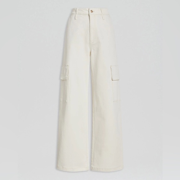 Scanlan Theodore Cream Wide-Leg Cargo Pants Size 10 NWT